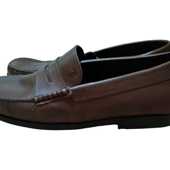 Tod's Brown Leather Loafers Men's Size 8 - Picture 2 of 8